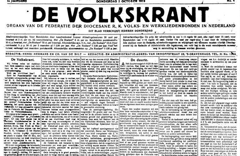 Vandaag 100 jaar geleden: de eerste Volkskrant