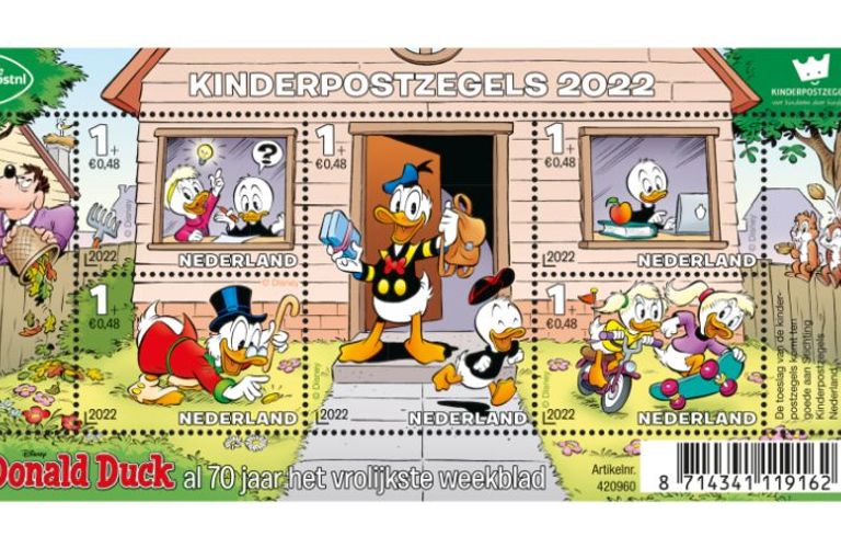 Donald Duck viert 70-jarig Nederlands jubileum op kinderpostzegels 2022