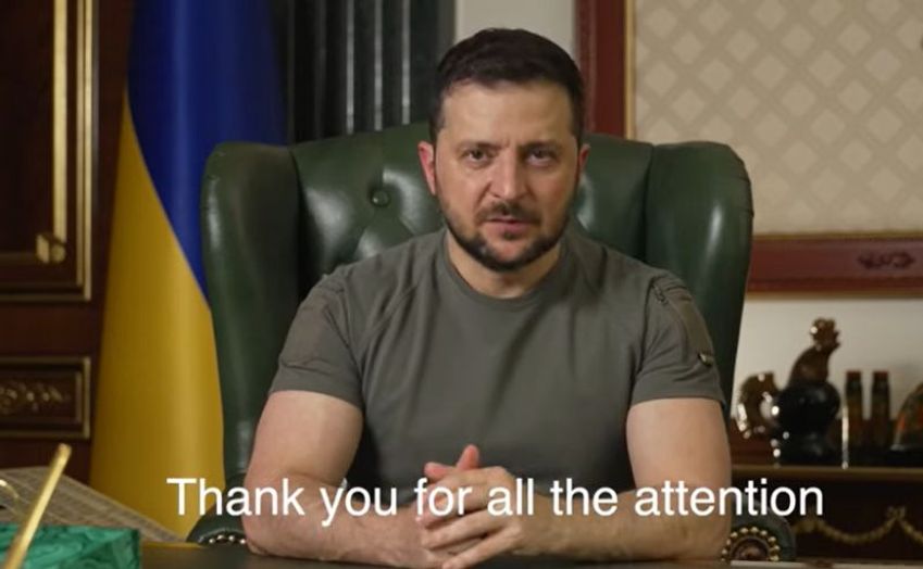 President Zelenskyy spreekt de boekwereld toe op de Frankfurt Book Fair