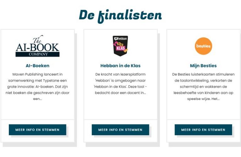 De 3 finalisten voor de Renew the Book Award 2024
