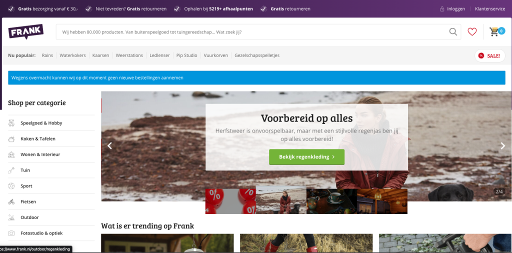 Webshop Frank failliet; dertig medewerkers verliezen hun baan