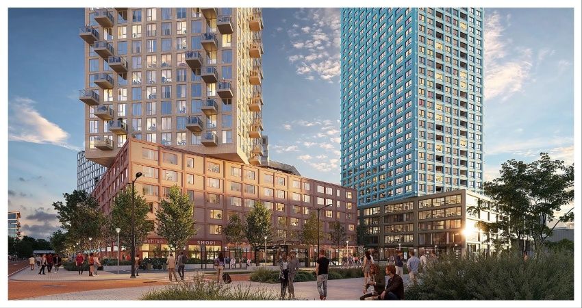 Bouw Eleven Square gestart: 1.120 woningen en hoogste woontoren van Amsterdam